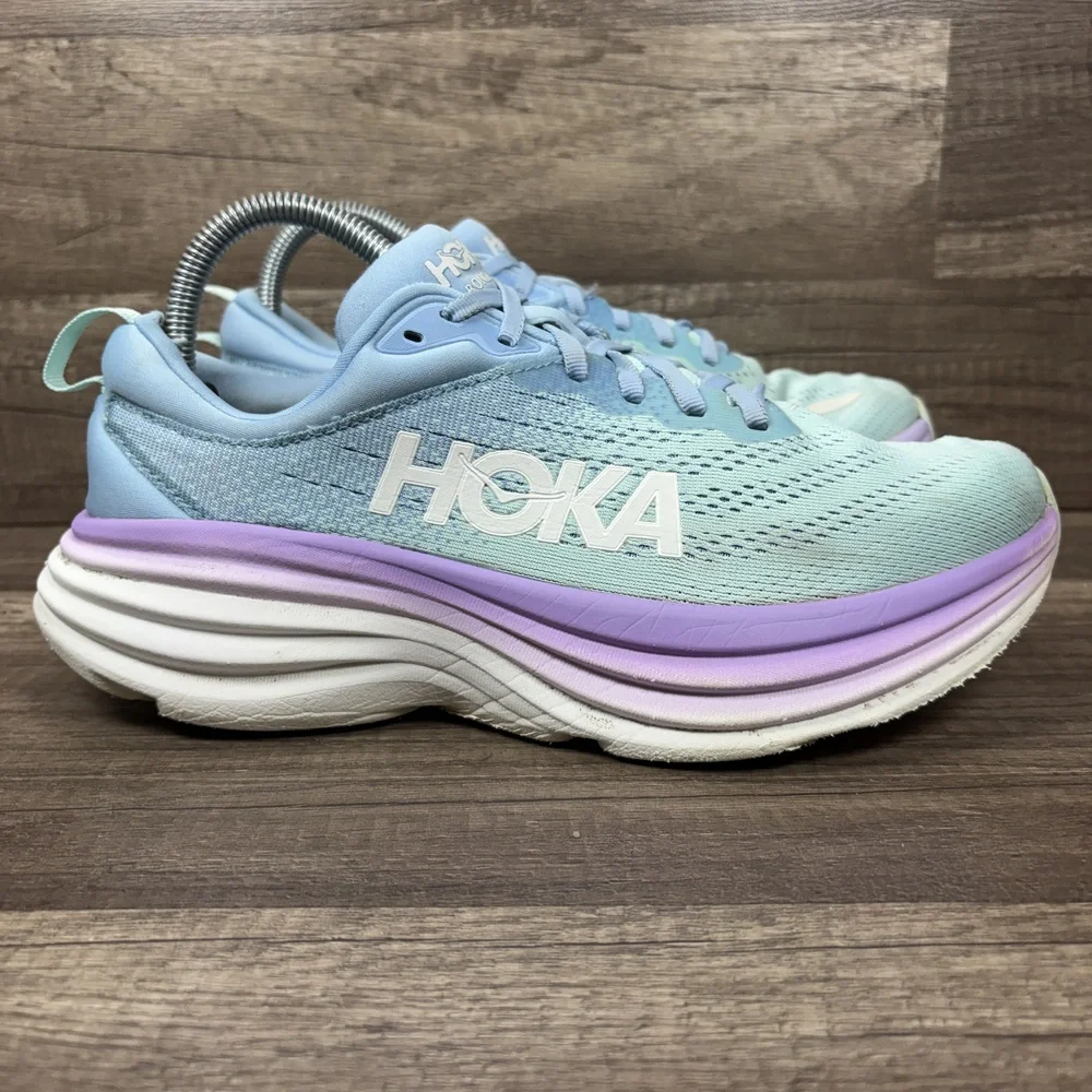 Hoka Bondi 8 Blue Green Purple Womens US Size 8 1127952 ABSO Running Shoes